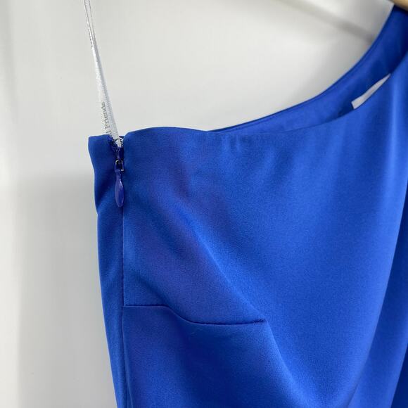 Lovers and Friends | Ana Dress in Cobalt Blue One Shoulder Wrap Mini XS - Picture 7 of 14